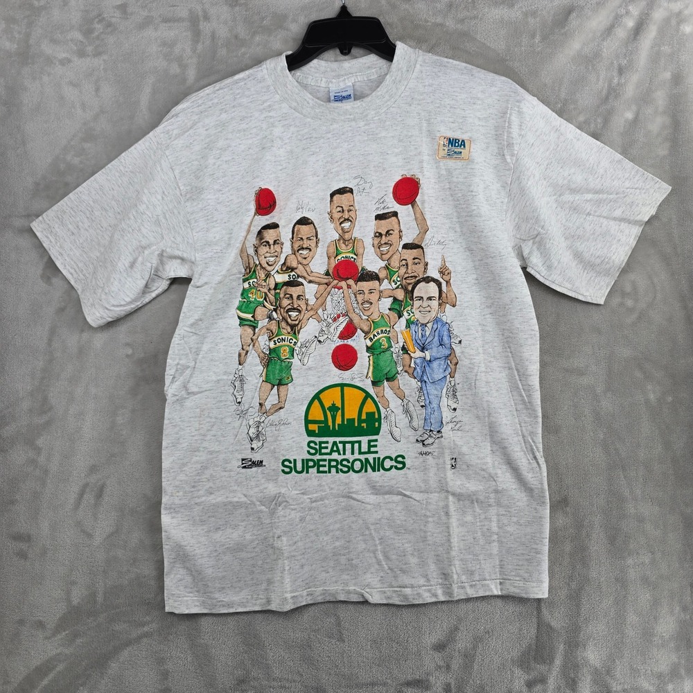 NOS Seattle Supersonics Shirt Sonics NBA Salem Caricature Vtg 90s Mens Large